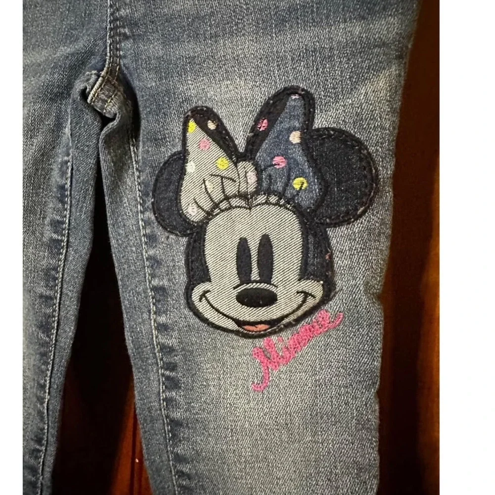 Baby Gap Disney Jegging 4T Blue Minnie Mouse High Stretch Raw Hem Denim